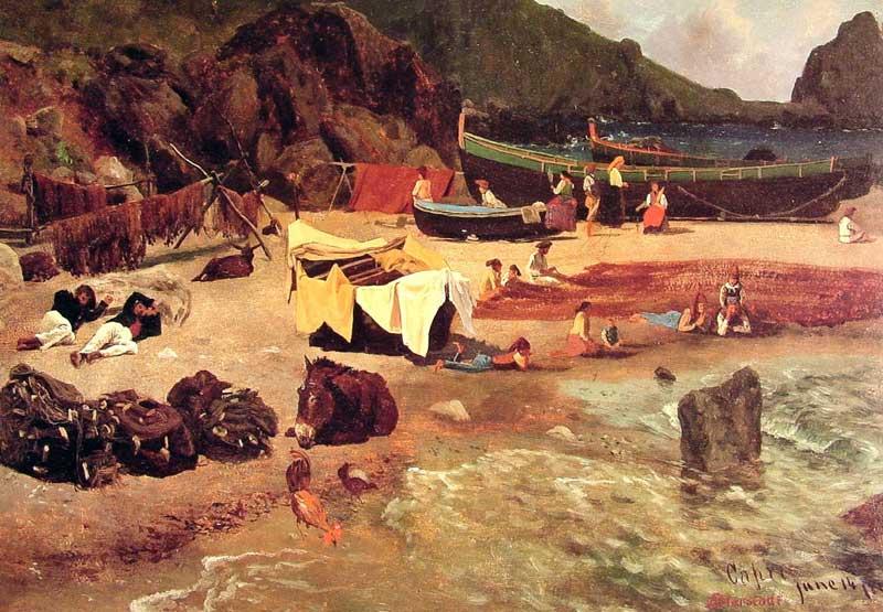 Albert Bierstadt Fishing Boats at Capri oil painting image